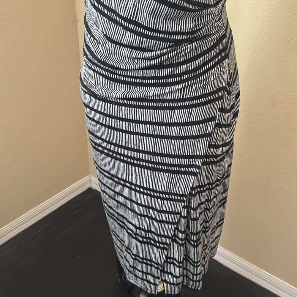 Loft Black and White Striped Dress SP Small Petite S - Picture 6 of 14